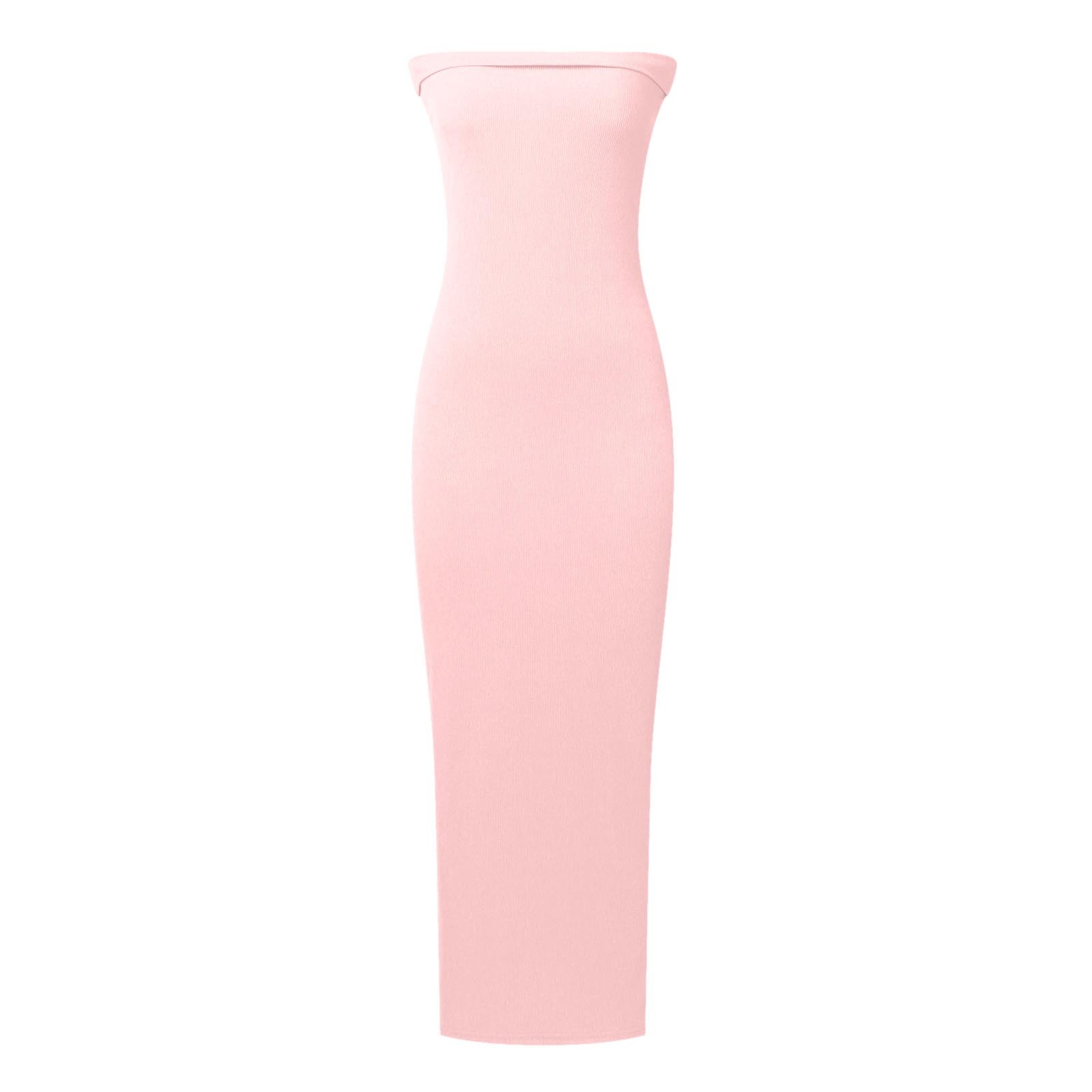 thumbnail image 4 of Vestido largo sin tirantes para mujer: elegante vestido de cóctel con abertura lateral, tejido de poliéster, vestido para invitada de boda, tallas S-XXL, contorno de pecho 73-99 cm., 4 of 5